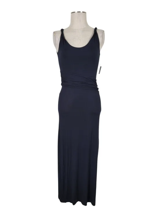 Tahari Luka Maxi Dress Size XS Black Twisted Straps Ruched Waist 22" Slit New - Picture 3 of 11